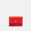 Coupon ???? Coach POLISHED PEBBLED HALF FLAP CARD CASE - Wallet - Red Orange ????