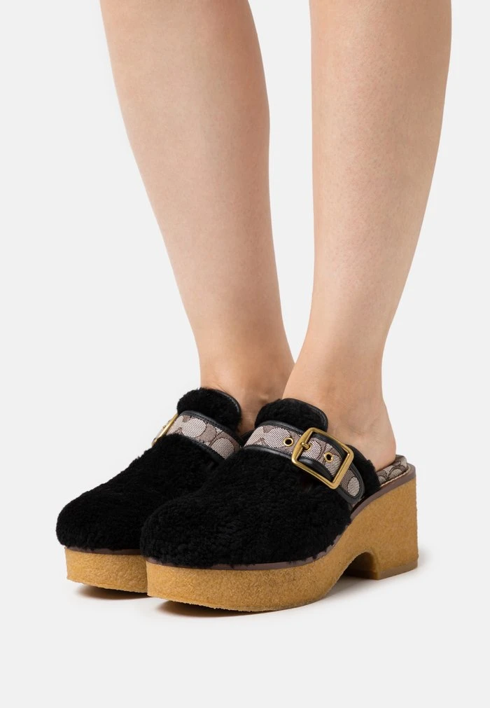 Cheapest ???? Coach DYLAN SHEARLING - Heeled Mules - Black/oak ???? 1 Cheapest ???? Coach DYLAN SHEARLING - Heeled Mules - Black/oak ????