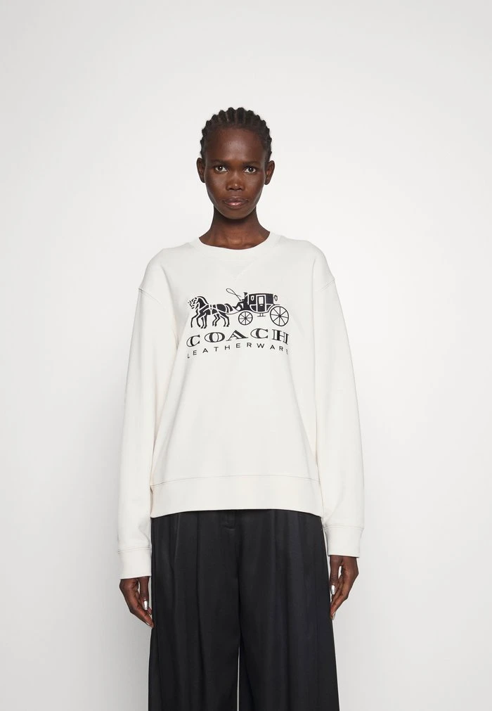 Flash Sale ✨ Coach EVERGREEN HORSE AND CARRIAGE CREWNECK - Sweatshirt - Chalk ???? 1 Flash Sale ✨ Coach EVERGREEN HORSE AND CARRIAGE CREWNECK - Sweatshirt - Chalk ????