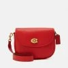 New ???? Coach POLISHED PEBBLE WILLOW SADDLE BAG - Across Body Bag - Sport Red ⌛