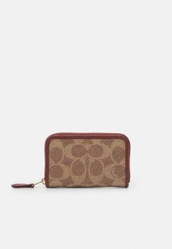 Best deal ???? Coach ???? COATED SIGNATURE SMALL ZIP AROUND CARD CASE - Wallet - Tan Rust ????