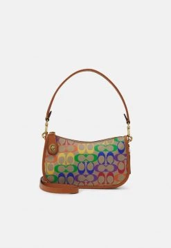 Best Pirce ???? Coach PRIDE ???? COATED SIGNATURE SWINGER - ???? Handbag - Tan Hazelnut/multi ✔️