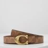 Best Sale ???? Coach SCULPTED ???? COATED REVERSIBLE SIGNATURE BELT - Belt - Tan/rust ????