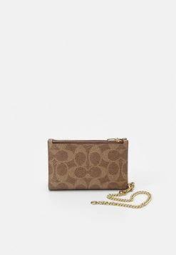 Cheapest ???? Coach SIGNATURE ZIP CHAIN CARD CASE - Wallet - Tan/rust ????