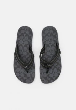 Best deal ⌛ Coach SIGNATURE - T-bar ???? Sandals - Charcoal/black ⌛