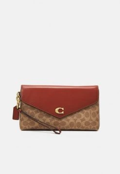 Best reviews of ???? Coach COLORBLOCK SIGNATURE WRISTLET - Clutch - Tan Rust ✔️